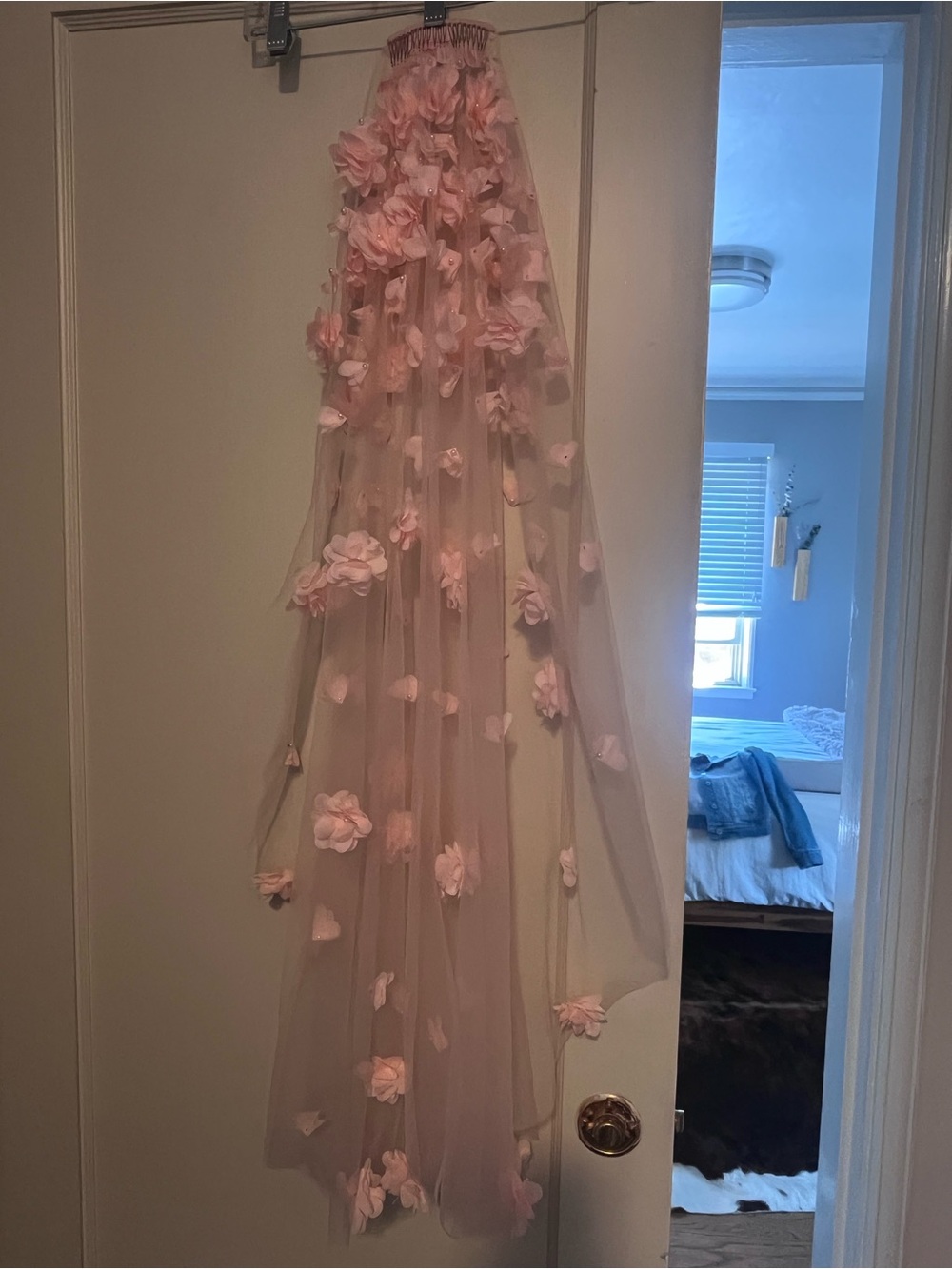 Delicate Blush 3D Floral Bridal Veil - Waltz